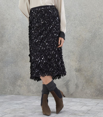 Shop Brunello Cucinelli Wool-blend Jazz Droplets Skirt In Black