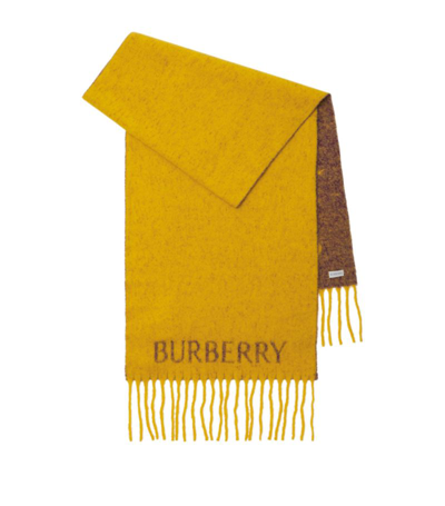 Shop Burberry Alpaca Wool-blend Ekd Scarf In Yellow