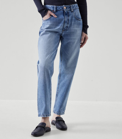Shop Brunello Cucinelli High-rise Baggy Jeans In Blue