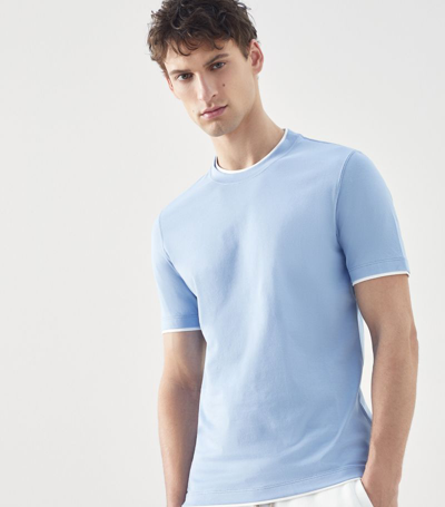 Shop Brunello Cucinelli Cotton Crew-neck T-shirt In Blue