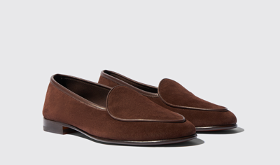 Shop Scarosso Nils Brown Suede - Man Loafers Brown In Brown - Suede