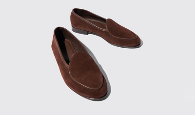 Shop Scarosso Nils Brown Suede - Man Loafers Brown In Brown - Suede