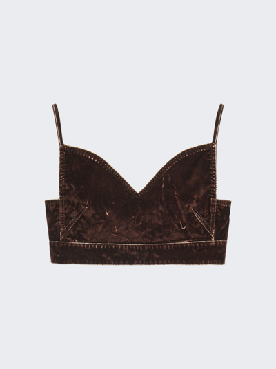Loewe Velvet Denim Strappy Top In Coffee Bean