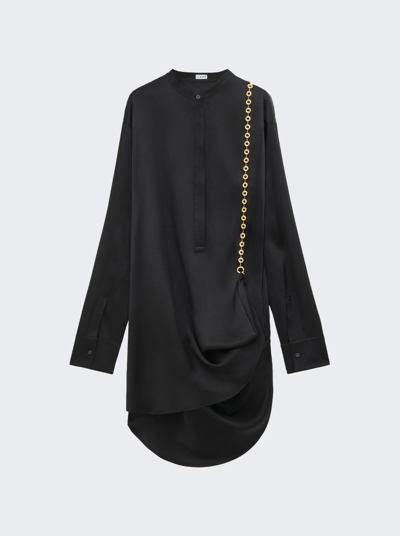 Shop Loewe Chain Silk Shirt Dress In Black