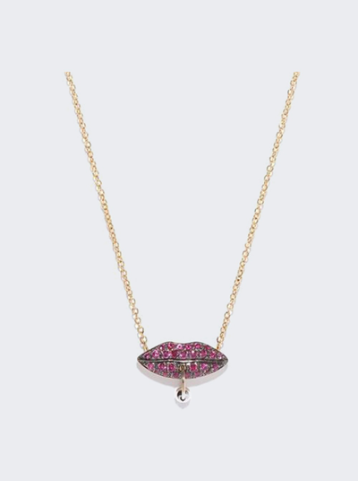 Shop Delfina Delettrez Lips Necklace In 18k Gold