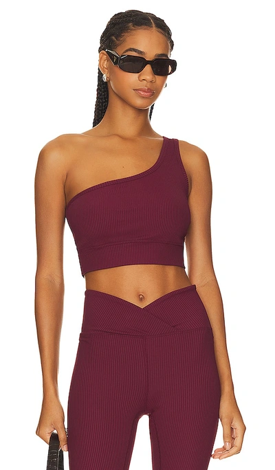 Shop Year Of Ours Ribbed 54 Sports Bra In Dark Cherry