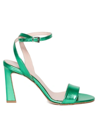 Shop Anna F Green Laminated Leather Sandals