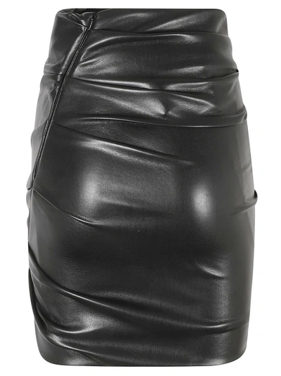 Shop Philosophy Di Lorenzo Serafini Draped Faux-leather Miniskirt In Black