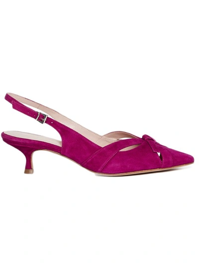 Shop Anna F Fuchsia Suede Leather Slingback Pumps In Pink