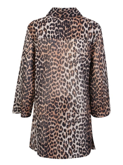 Shop Ganni Organic Cotton Shirt All-over Leopard Print In Black