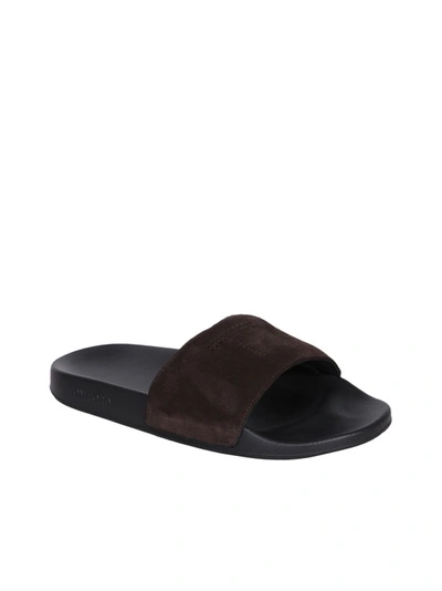 Shop Tom Ford Brown Soft Suede Strap Sandals In Black