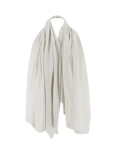Shop Peserico Gesso Cotton Blend Jacquard Fabric Scarf In White