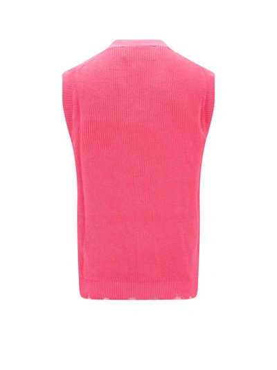 Shop Amaranto Cotton Vest With Fringed Bottom In Pink