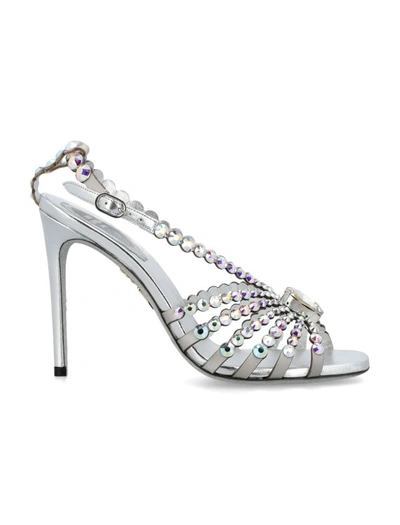 Shop René Caovilla Silver Heart Cinderella Sandals