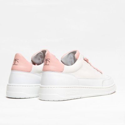 Shop Candice Cooper Nappa White Pink Tab Sneakers