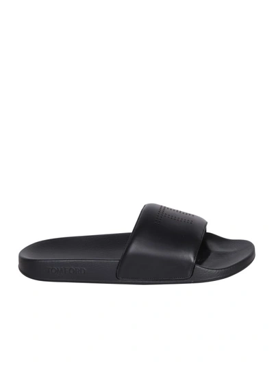Shop Tom Ford Black Black Leather Sandals