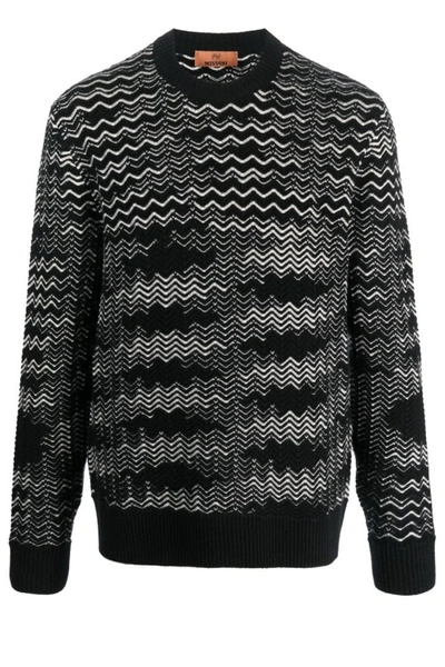 Shop Missoni Multicolor Wool Blend Knitwear In Black