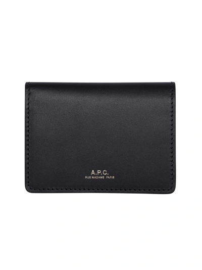 Shop Apc Black Leather Bi-fold Wallet