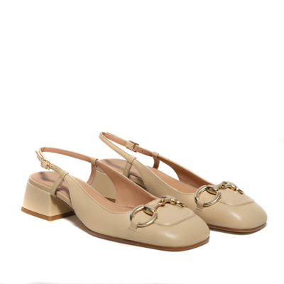 Shop Chantal Slingback In Soft Beige Leather In Brown