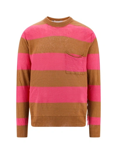 Shop Amaranto Pink Hemp Sweater With Fringed Details