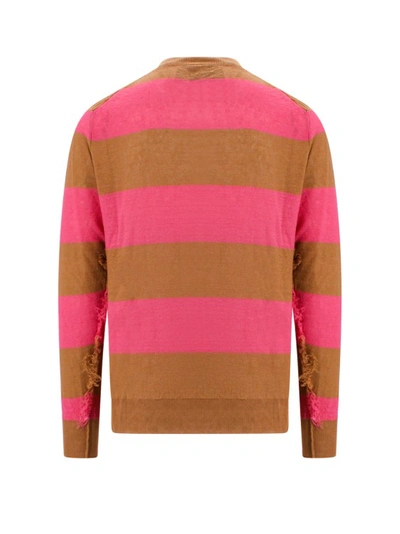 Shop Amaranto Pink Hemp Sweater With Fringed Details