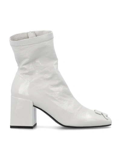 White vinyl ankle outlet boots