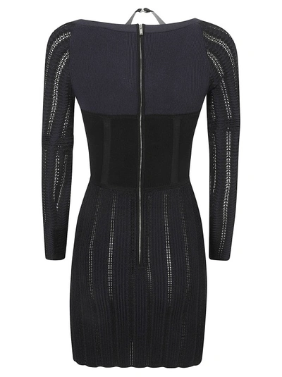 Shop Dion Lee Open-knit Corset Minidress In Black