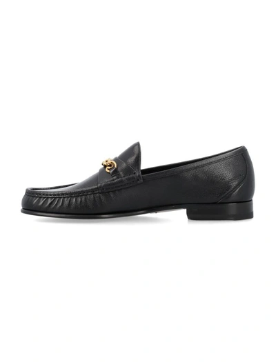 Shop Tom Ford Grain Leather York Chain Loafer In Black