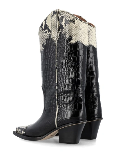 Shop Paris Texas Black Leather Crocco Pattern Ricky Boots