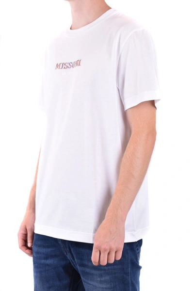 Shop Missoni White Cotton Logo Embroidered T-shirt