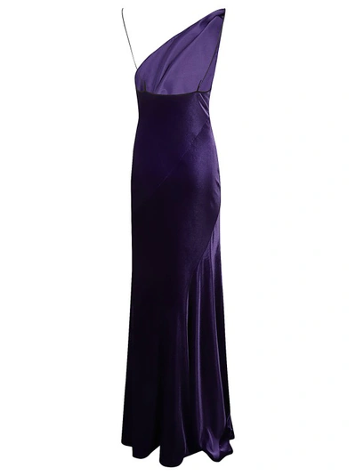 Shop Philosophy Di Lorenzo Serafini Purple Satin Maxi Dress
