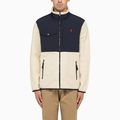 Shop Polo Ralph Lauren | Cream/navy Fleece Jacket In Beige