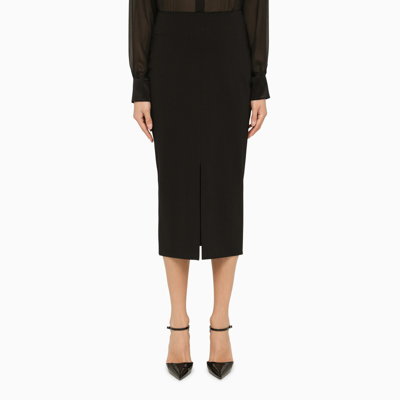 Shop Dolce & Gabbana Black Midi Skirt With Slit