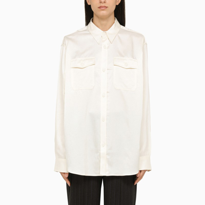 Shop Ami Alexandre Mattiussi Ami Paris | Ivory Cupro Shirt In White