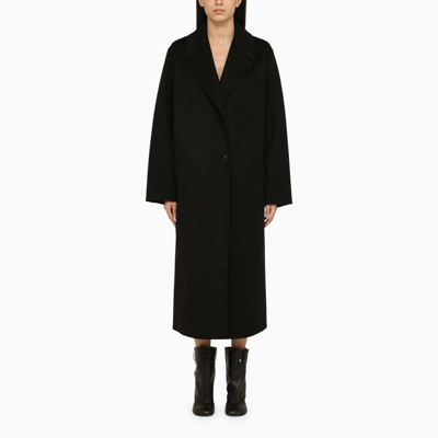 Shop Loewe Wide Black Wool And Cashmere Coat