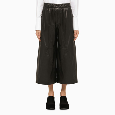 Shop Loewe | Black Nappa Leather Cropped Trousers