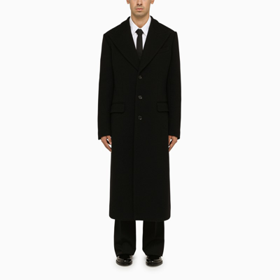 Shop Dolce & Gabbana Black Wool Tailored Coat