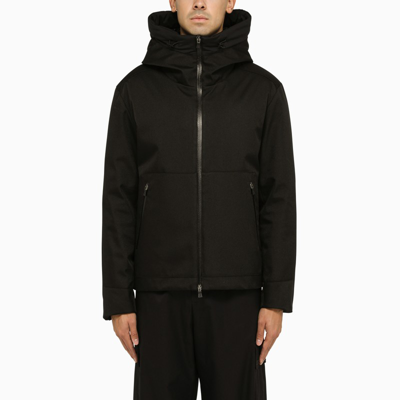 Herno Nylon Jacket With Hood And Side Pockets In Brown