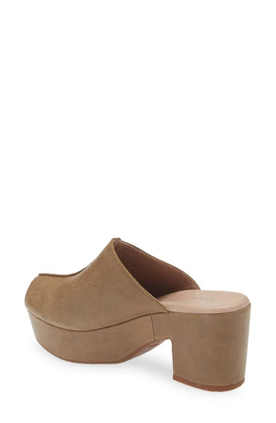 Chocolat Blu Gadis Platform Slide Sandal In Khaki Leather