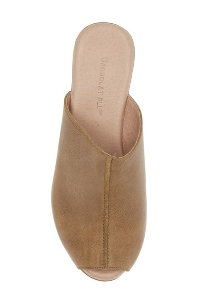 Chocolat Blu Gadis Platform Slide Sandal In Khaki Leather