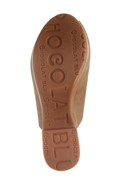 Shop Chocolat Blu Gadis Platform Slide Sandal In Khaki Leather
