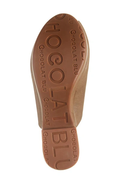 Chocolat Blu Gadis Platform Slide Sandal In Khaki Leather