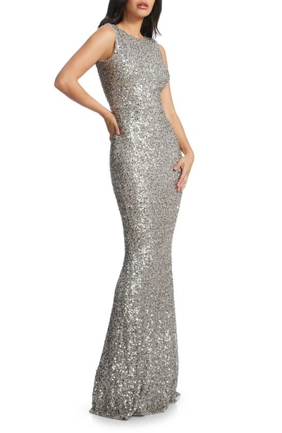 Shop Dress The Population Leighton Sequin Mermaid Gown In Dove Multi