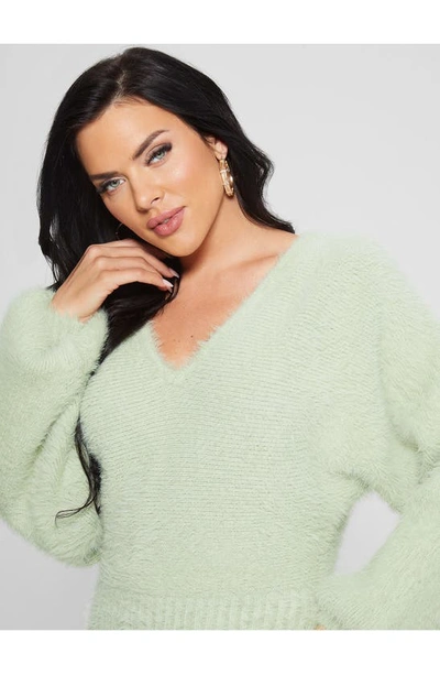 Shop Guess Adeline Long Sleeve Sweater Dress In Green