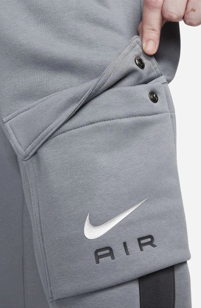 Shop Nike Air Fleece Cargo Joggers In Cool Grey/ Anthracite