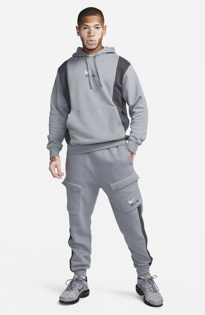 Shop Nike Air Fleece Cargo Joggers In Cool Grey/ Anthracite