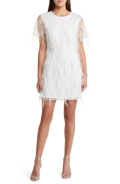 Shop Milly Rana Feather Minidress In White