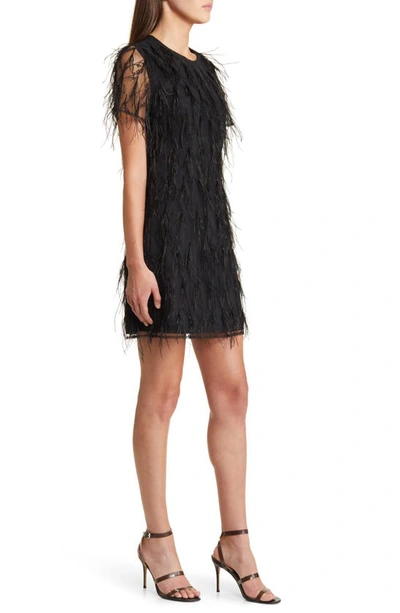 Shop Milly Rana Feather Minidress In Black