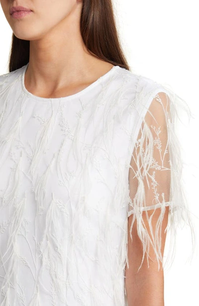 Shop Milly Rana Feather Minidress In White