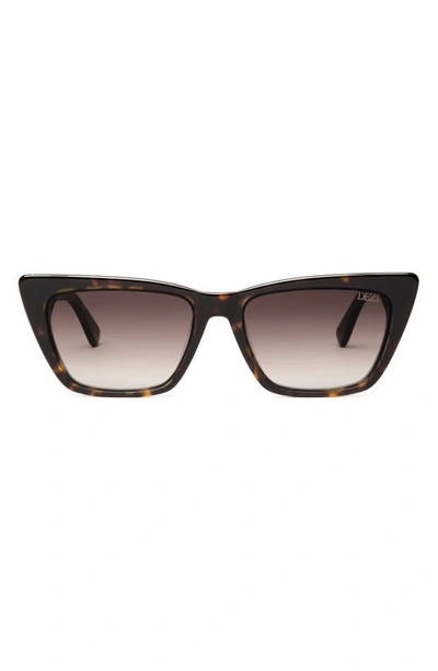 Shop Dezi Gato 55mm Cat Eye Sunglasses In Tort / Brown Gradient